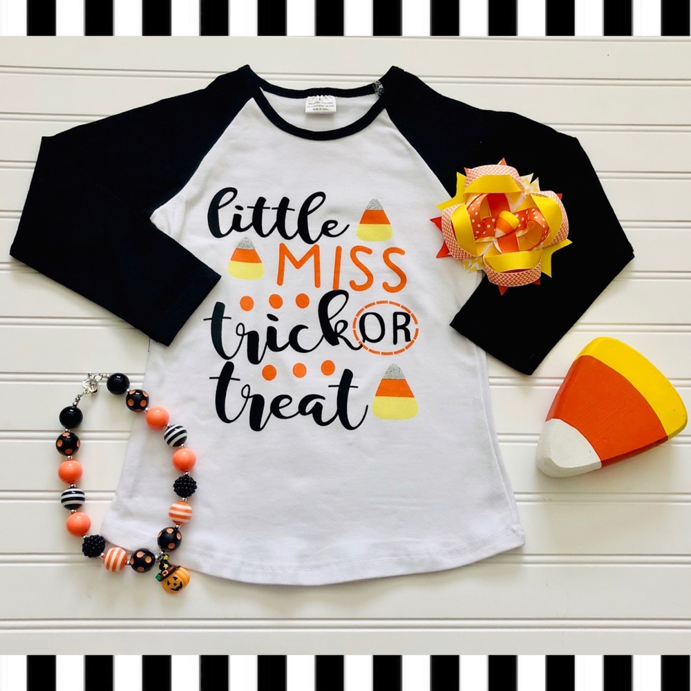 Girls Little Miss Trick or Treat Boutique Raglan